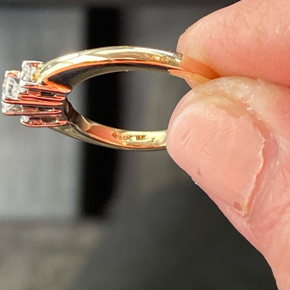 SOLD 1/2 Carat Three Stone Gold & Diamond Ring - Picture 4 of 9